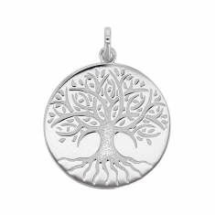 Pendentif Arbre de vie gravé en argent rhodié 925/1000