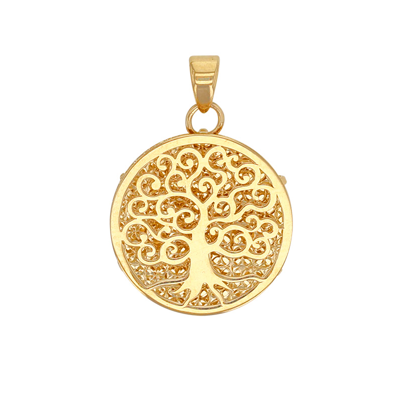 Pendentif arbre de vie recto ajouré et verso gaufré, Or 750/1000