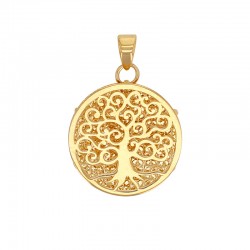 Pendentif arbre de vie recto ajouré et verso gaufré, Or 750/1000