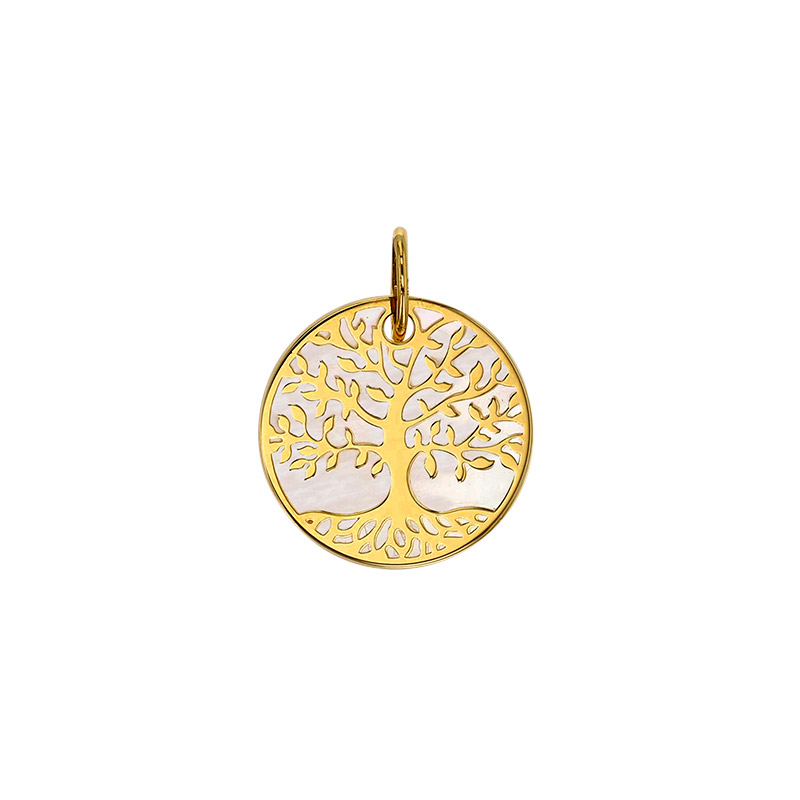 Pendentif arbre de vie sur fond nacré Or 750/1000