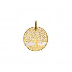 Pendentif arbre de vie sur fond nacré Or 750/1000