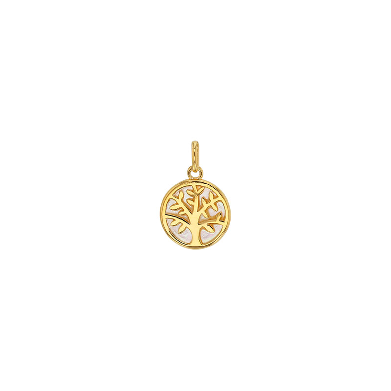 Pendentif Arbre de vie sur nacre, Plaqué or