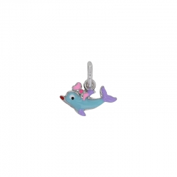 Pendentif Argent 925/1000 rhodié dauphin en émail