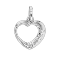 Pendentif argent rhodié 925/1000 - coeur gravé 