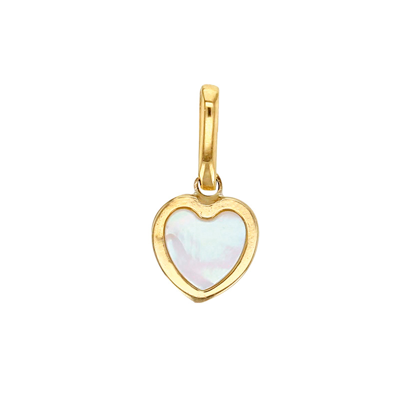 Pendentif avec un coeur en nacre blanche, Or 375/1000