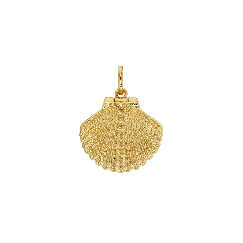 Pendentif cassolette Coquille Saint-Jacques plaqué or