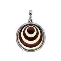 Pendentif cercle spirale, ambre cognac en argent 925/1000
