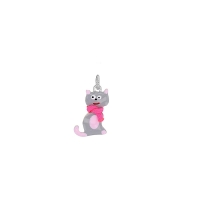 Pendentif chat avec écharpe en argent rhodié