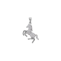 Pendentif cheval pavé d'oxydes, argent 925/1000 rhodié