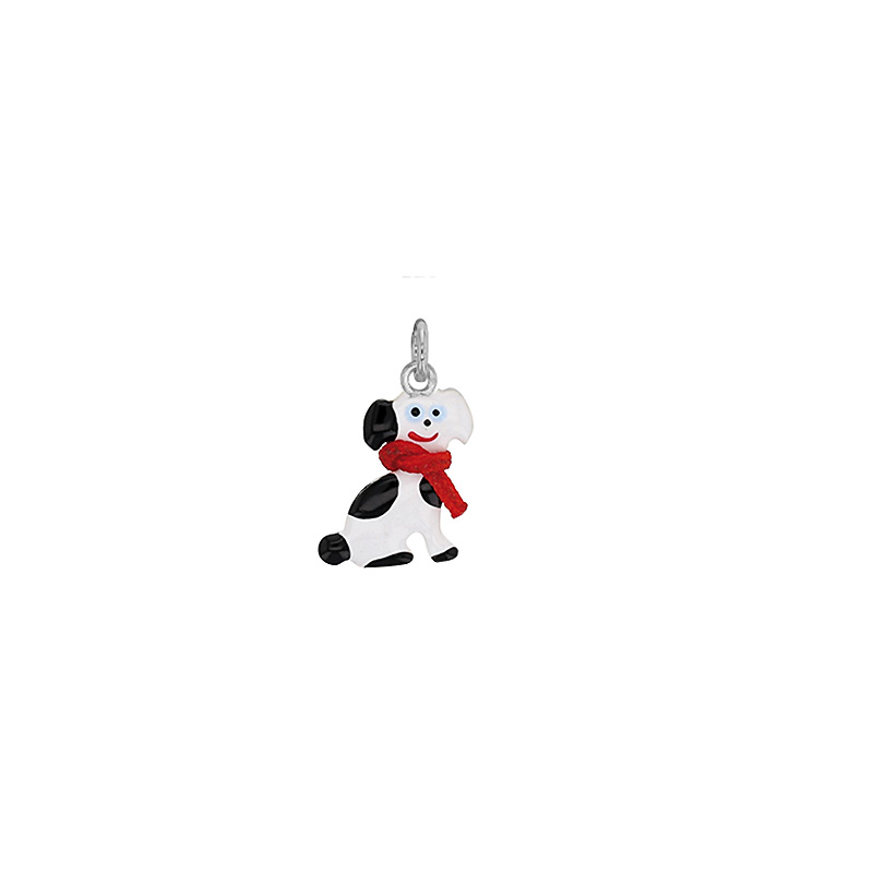 Pendentif chien avec écharpe en argent rhodié