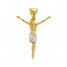 Pendentif Christ en croix bicolore, Or 375/1000