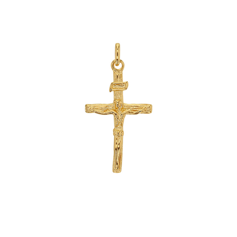 Pendentif Christ sur croix en Plaqué or 18 x 32mm