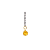 Pendentif Citrine taille ronde 4mm, bélière sertie de 5 diamants HSI 0,03ct, Or bicolore 750/1000