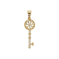 Pendentif clé Plaqué or et oxydes de zirconium