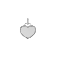 Pendentif coeur à graver, contour perlé, argent 925/1000 rhodié