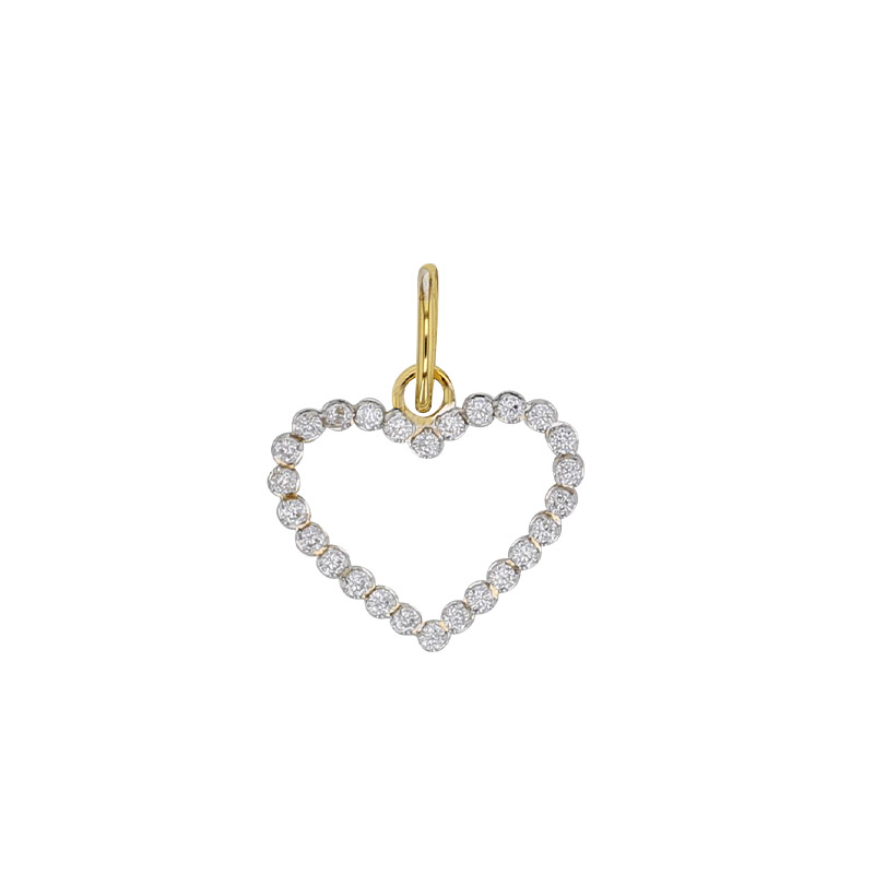 Pendentif coeur ajouré orné d'oxydes en Or 750/1000