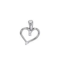 Pendentif coeur ajouré orné d'oxydes Or blanc 750/1000