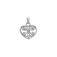 Pendentif coeur ajouré vintage en argent 925/1000 platiné