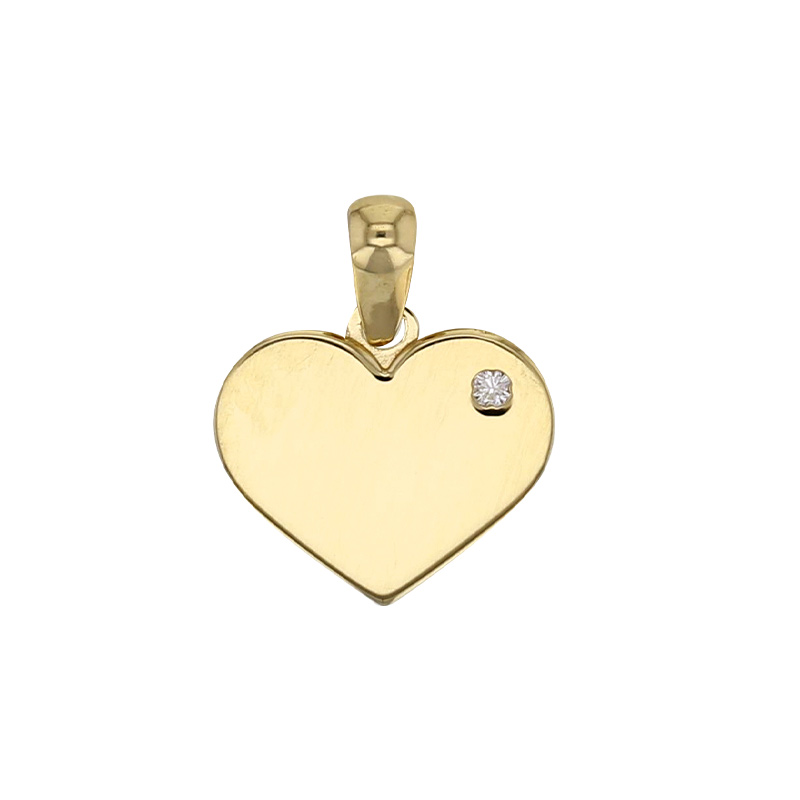 Pendentif coeur avec diamant HSI 0,013ct, Or 750/1000