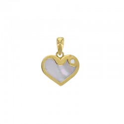 Pendentif coeur avec nacre au centre, Or 750/1000