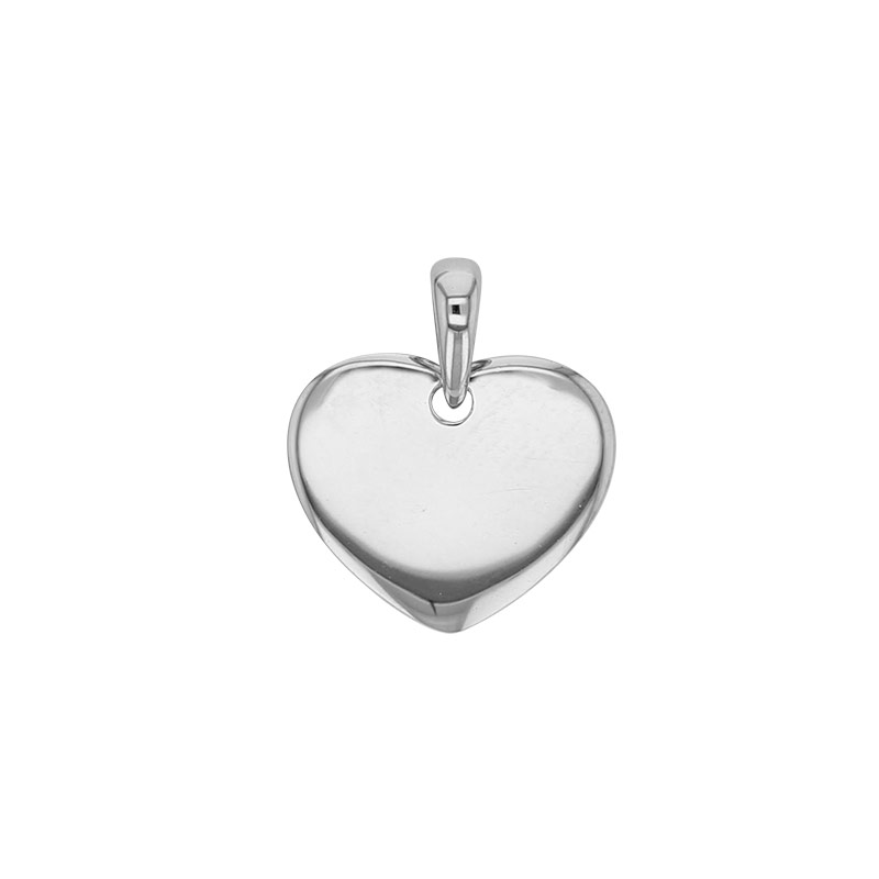 Pendentif coeur épais à graver, argent 925/1000 rhodié