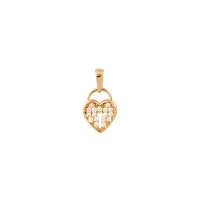 Pendentif coeur forme cadenas pavé d'oxydes, Or 750/1000