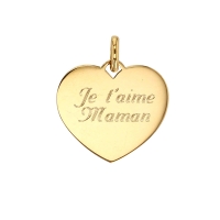 Pendentif coeur gravé Je t'aime Maman Or 750/1000