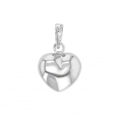 Pendentif coeur, or blanc 750/1000 avec bélière et diamant 0,005ct