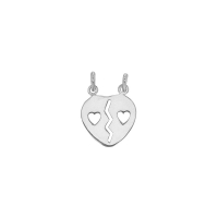 Pendentif coeur sécable ajouré de 2 coeurs, argent 925/1000 platiné