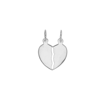 Pendentif coeur sécable en argent 925/1000 rhodié H 11mm