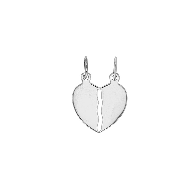 Pendentif coeur sécable en argent 925/1000 rhodié H 11mm