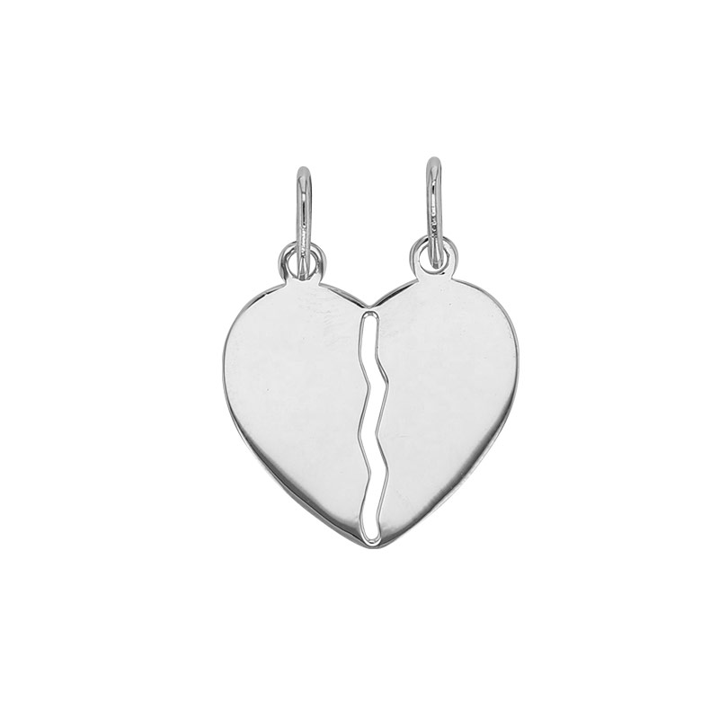 Pendentif coeur sécable en argent 925/1000 rhodié H 11mm