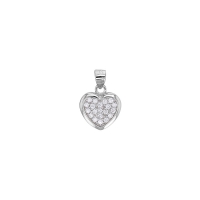 Pendentif coeur serti d'oxydes, argent 925/1000 rhodié