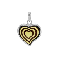 Pendentif coeur spirale, ambre cognac en argent 925/1000