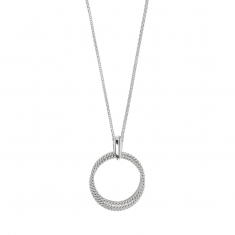 Pendentif collection URBAN cercles unis et torsadés avec bélière fixe en argent 925/1000 rhodié