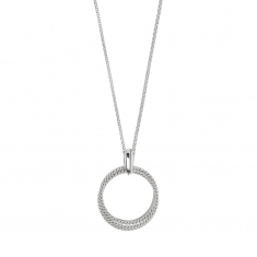 Pendentif collection URBAN cercles unis et torsadés avec bélière fixe en argent 925/1000 rhodié