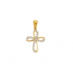 Pendentif croix ajourée Or 375/1000 empierrée d'oxydes de zirconium