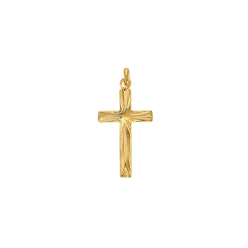 Pendentif croix ciselée en Plaqué or 15 x 28mm