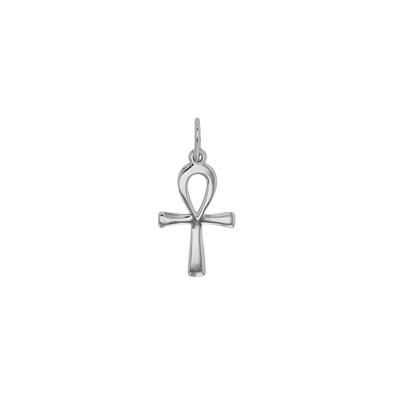 Pendentif croix de vie égyptienne, argent 925/1000 platiné