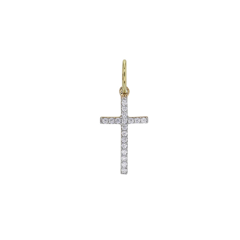 Pendentif croix empierré d'oxydes en Or 750/1000