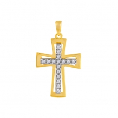 Pendentif croix en Or 375/1000 avec oxydes de zirconium