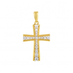 Pendentif croix en Or 750/1000 avec oxydes de zirconium