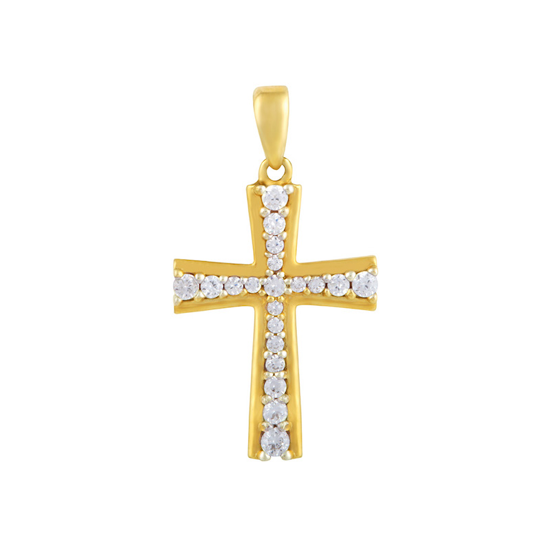 Pendentif croix en Or 750/1000 avec oxydes de zirconium