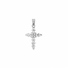 Pendentif croix fantaisie ajourée argent 925/1000 rhodié