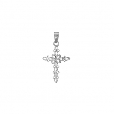 Pendentif croix fantaisie ajourée argent 925/1000 rhodié