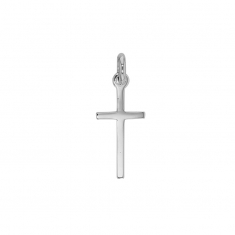 Pendentif croix fine en argent 925/1000 rhodié