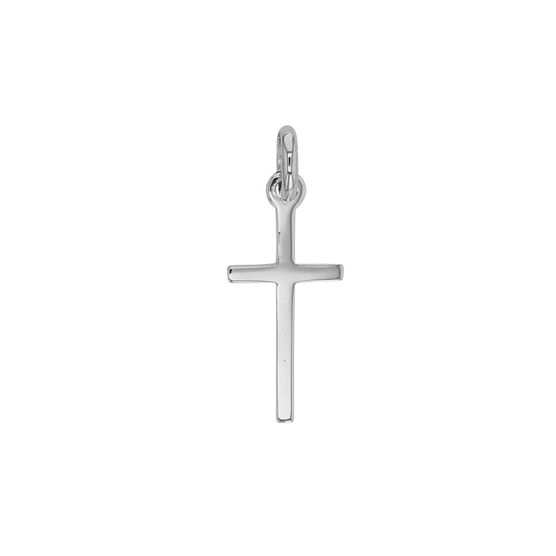 Pendentif croix fine en argent 925/1000 rhodié