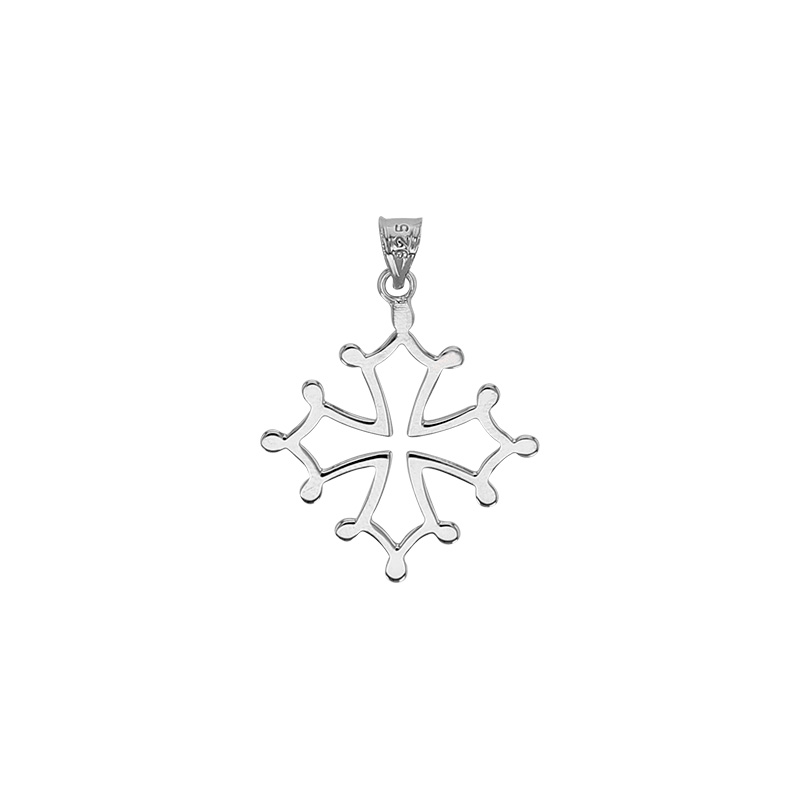 Pendentif Croix Occitane, argent 925/1000 rhodié