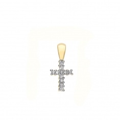 Pendentif Croix Or 375/1000 et 11 diamants