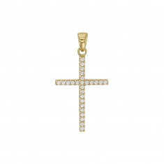 Pendentif croix ornée d'oxydes, Or 375/1000